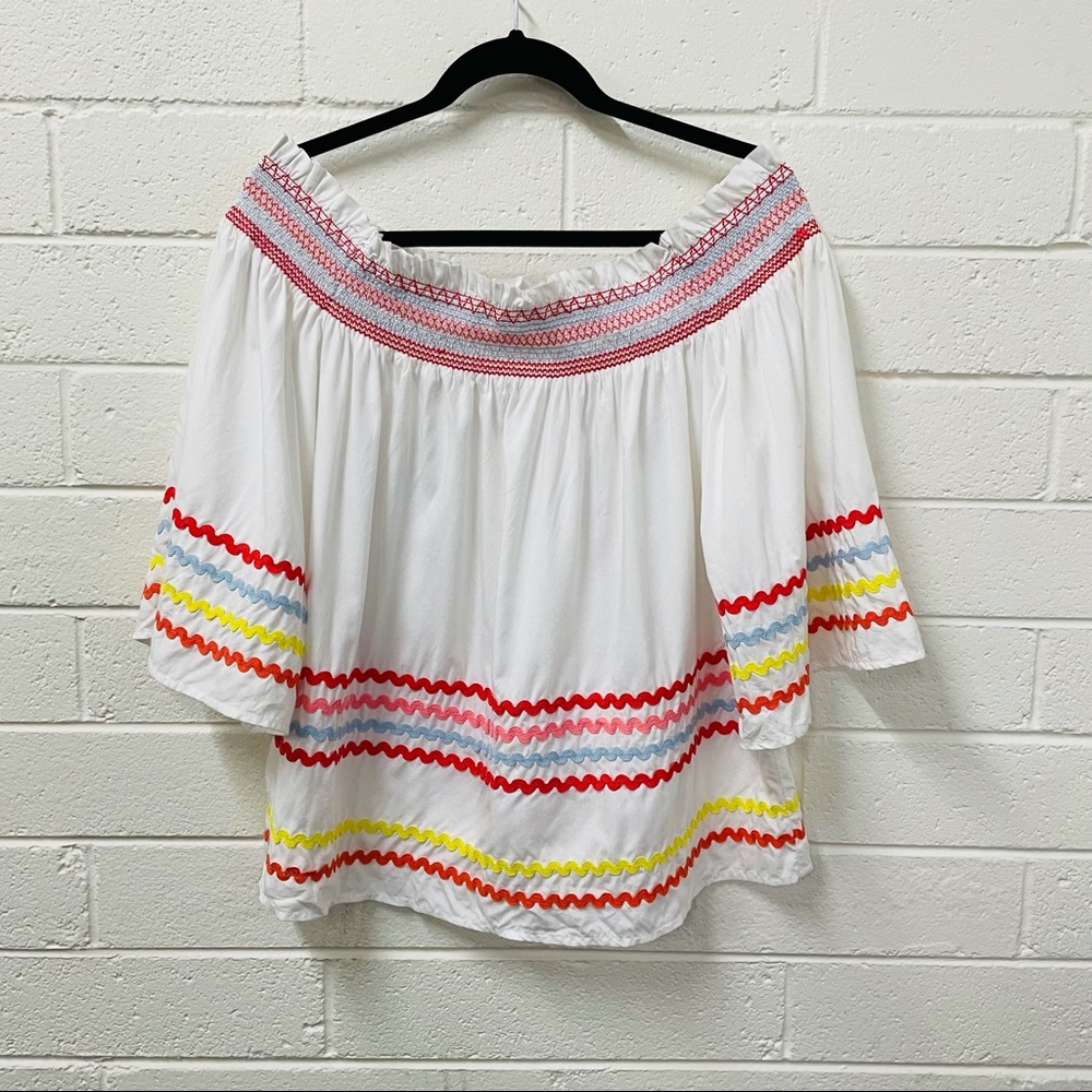 Seed. Off the Shoulder Boho Top. Size L - Picture 2 of 8